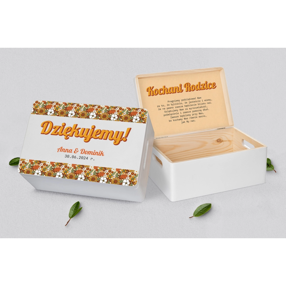 Skrzyneczka dla Rodziców - biała Retro Style Motyw 1