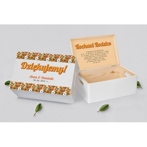 Skrzyneczka dla Rodziców - biała Retro Style Motyw 1