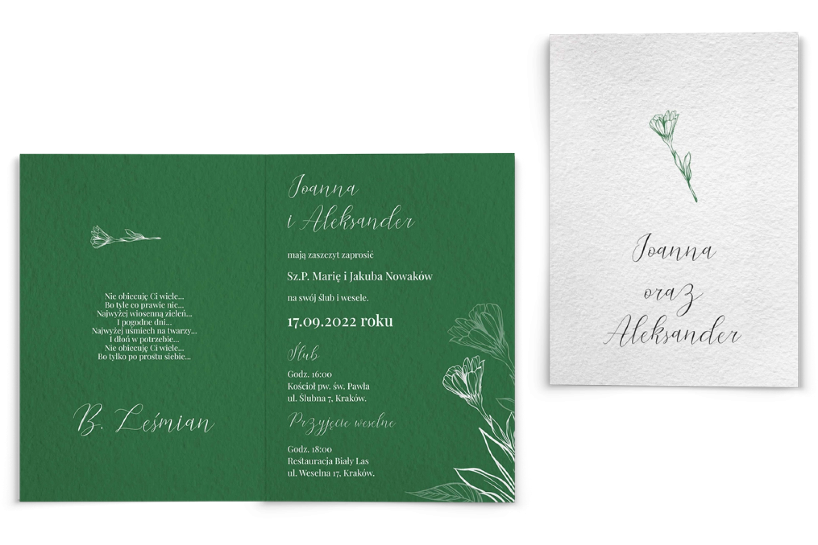 Zaproszenia ślubne Papers - Składane motyw 1