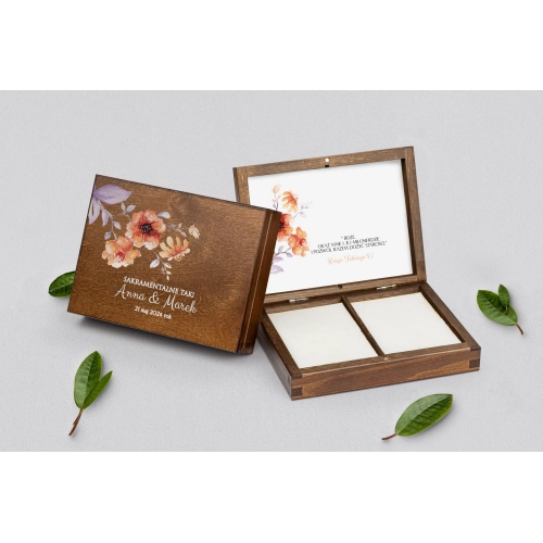 Pudełko na obrączki prostokątne brązowe - Sweet Love Motyw 6