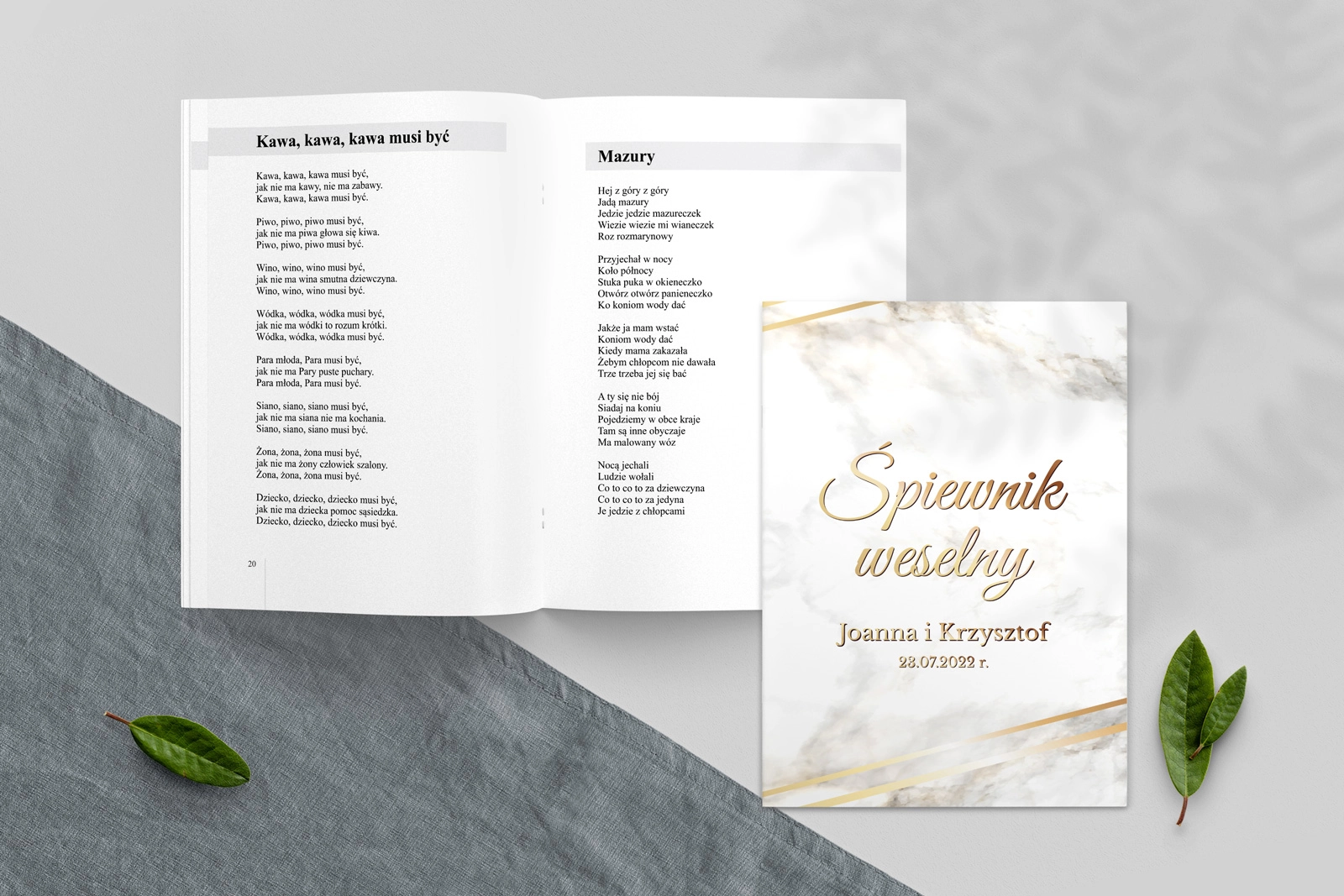 Śpiewnik Weselny - Marmur & Złoto Motyw 1