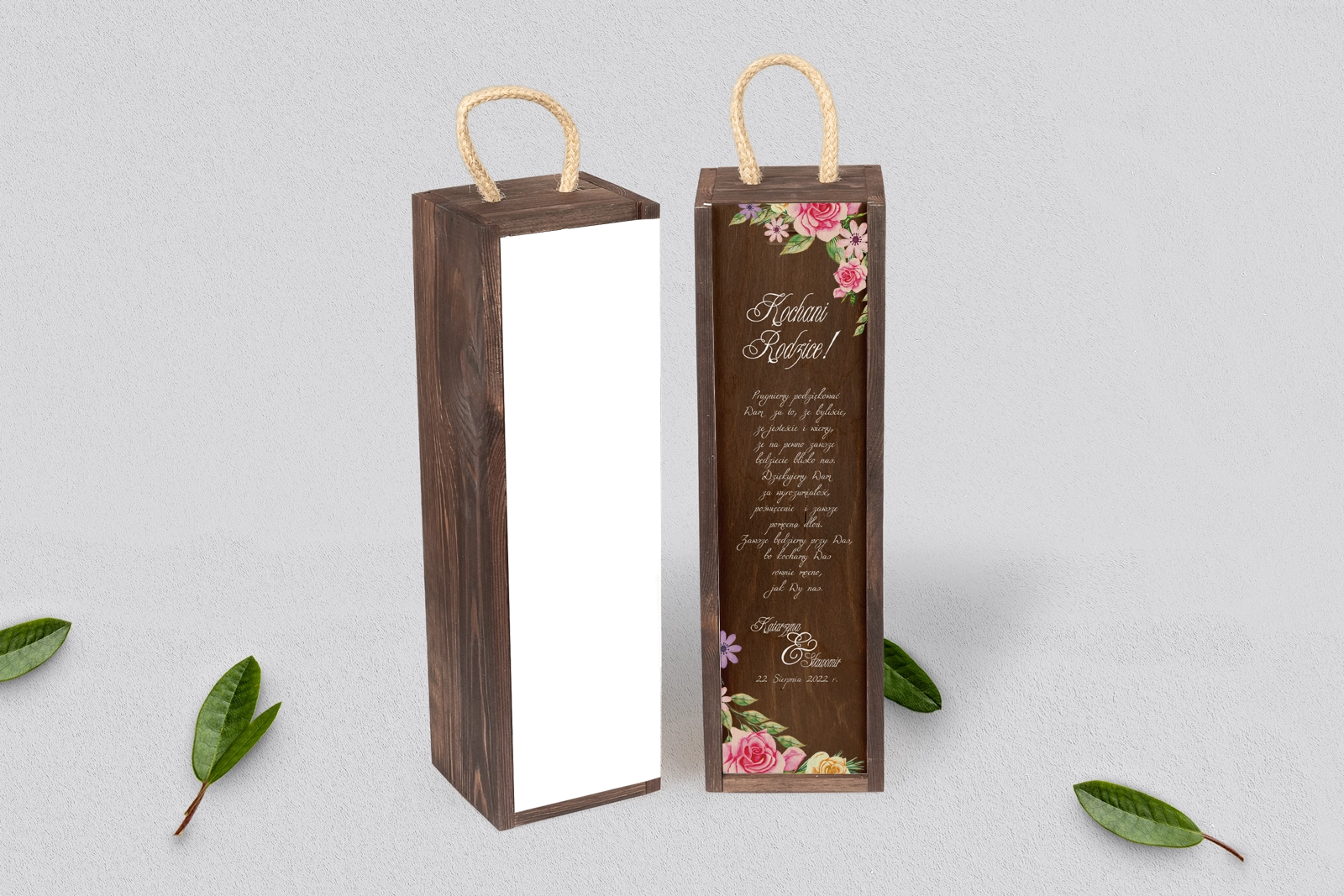 Skrzynka dla Rodziców - SNW Brązowa Akwarelowe Wianki Motyw 5