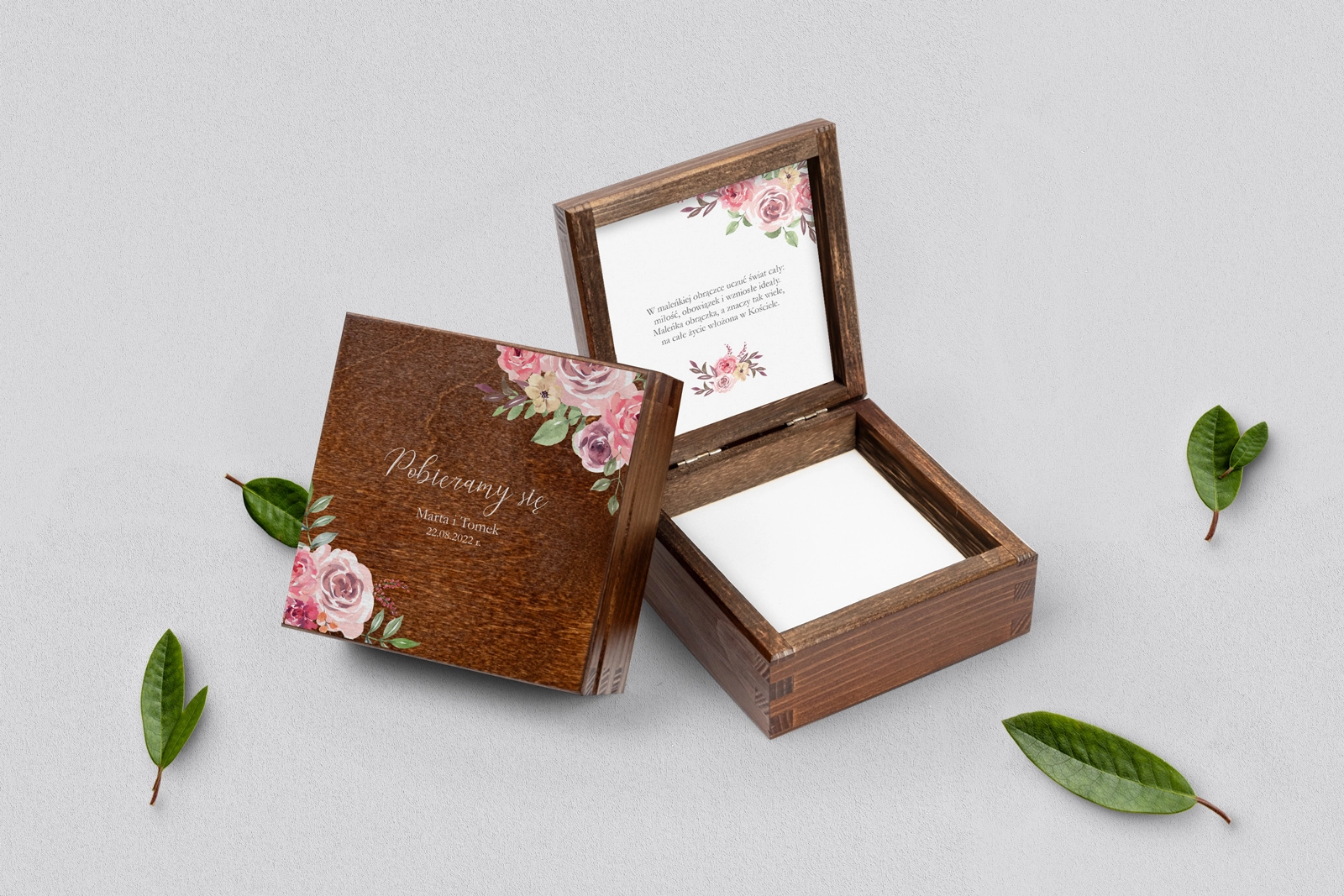 Pudełko na obrączki brązowe - PasteLove Motyw 2