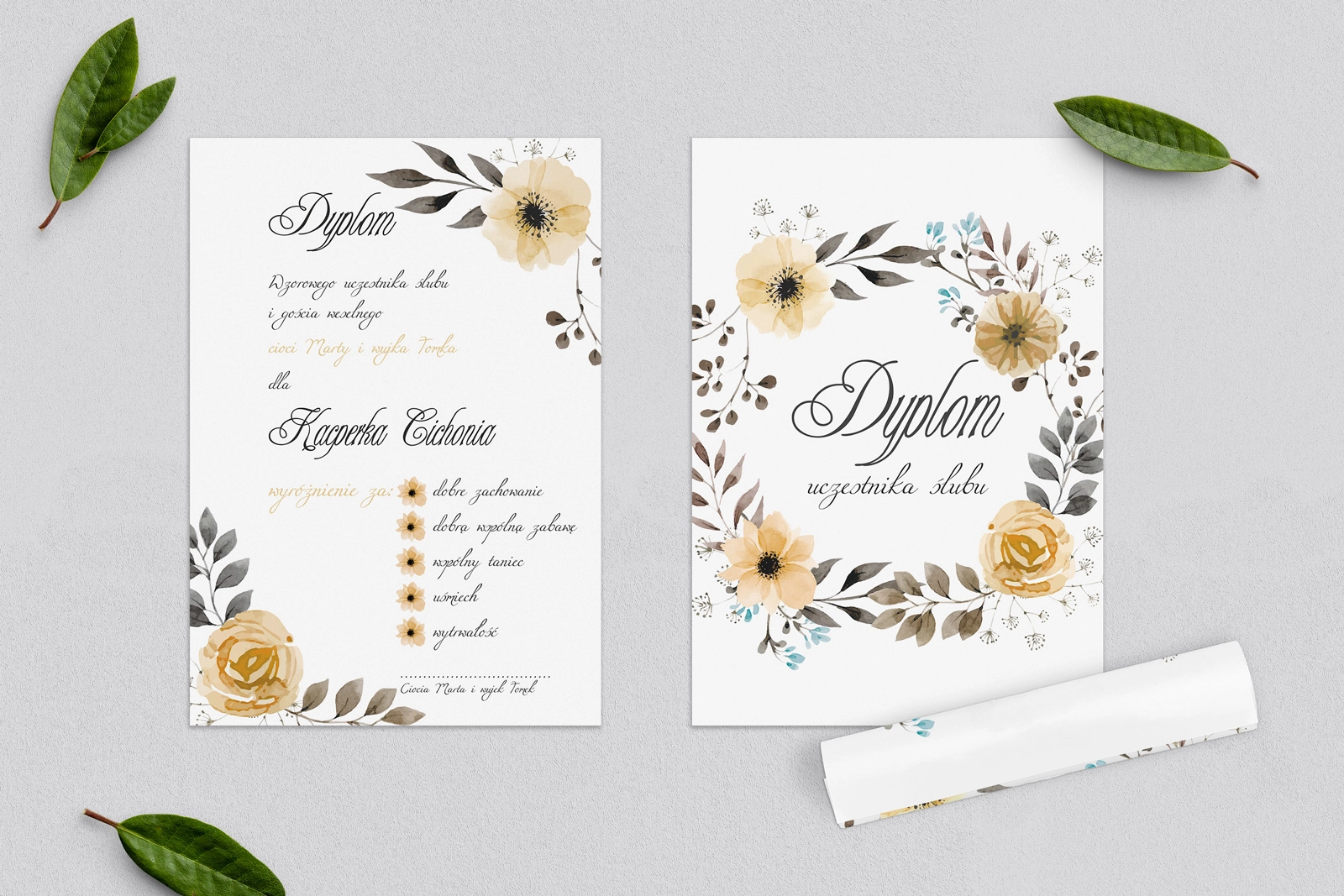 Dyplomy dla Dzieci - Akwarelowe Wianki Motyw 4