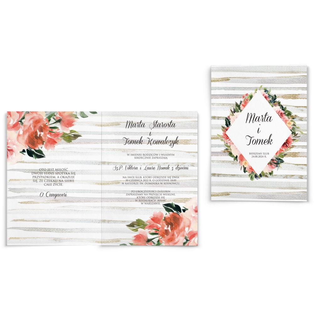 Zaproszenia ślubne Akwarelka - Składane Motyw 2