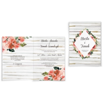 Zaproszenia ślubne Akwarelka - Składane Motyw 2