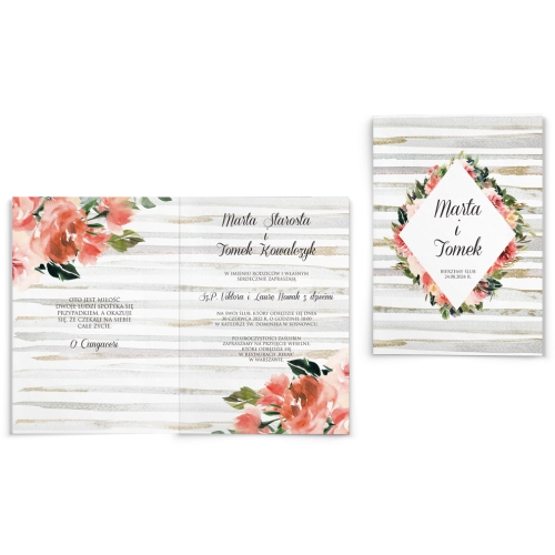 Zaproszenia ślubne Akwarelka - Składane Motyw 2