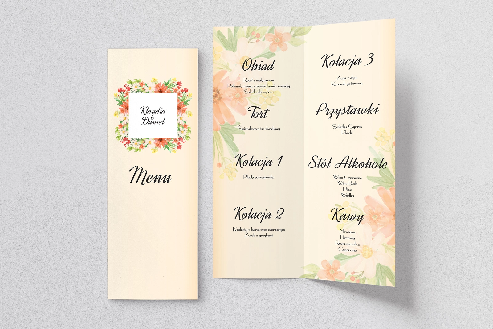 Menu Weselne love Motyw 4