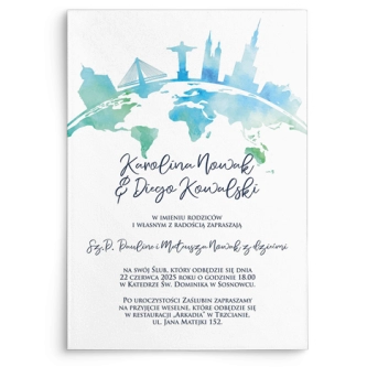 Zaproszenia ślubne Mapa - Motyw 1