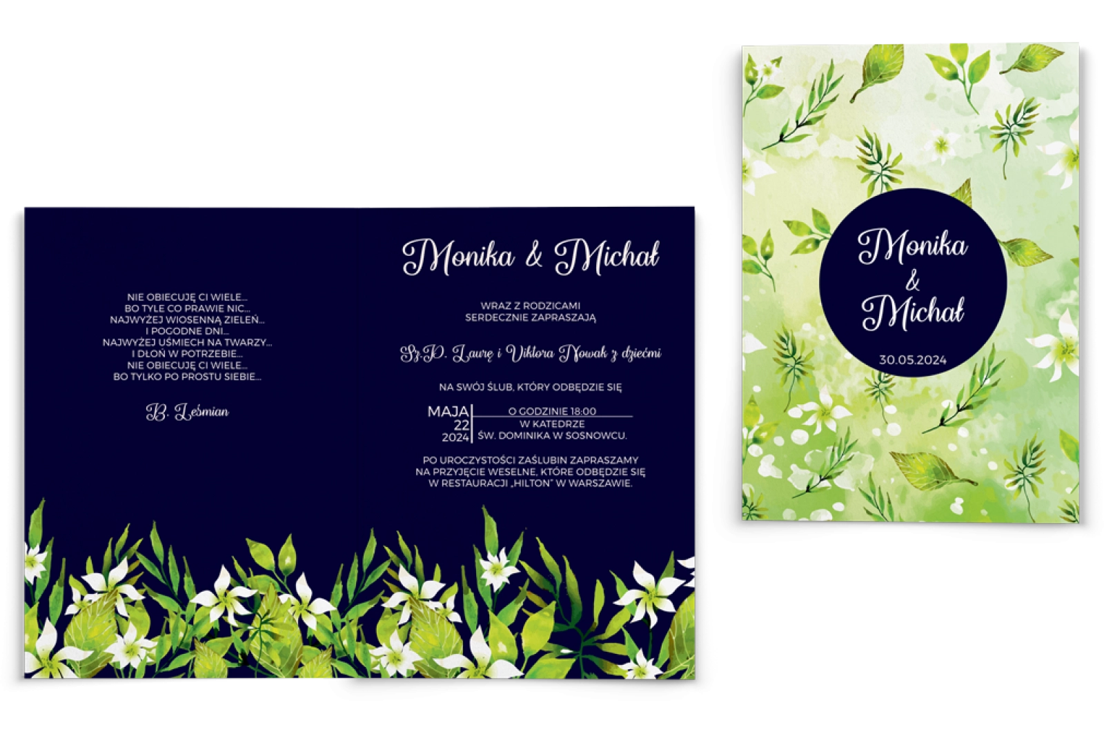 Zaproszenia ślubne Wildflowers - Składane Motyw3