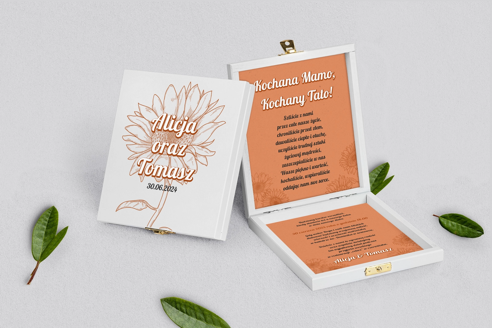 Zaproszenie dla Rodziców - białe Sunflowers Motyw 2