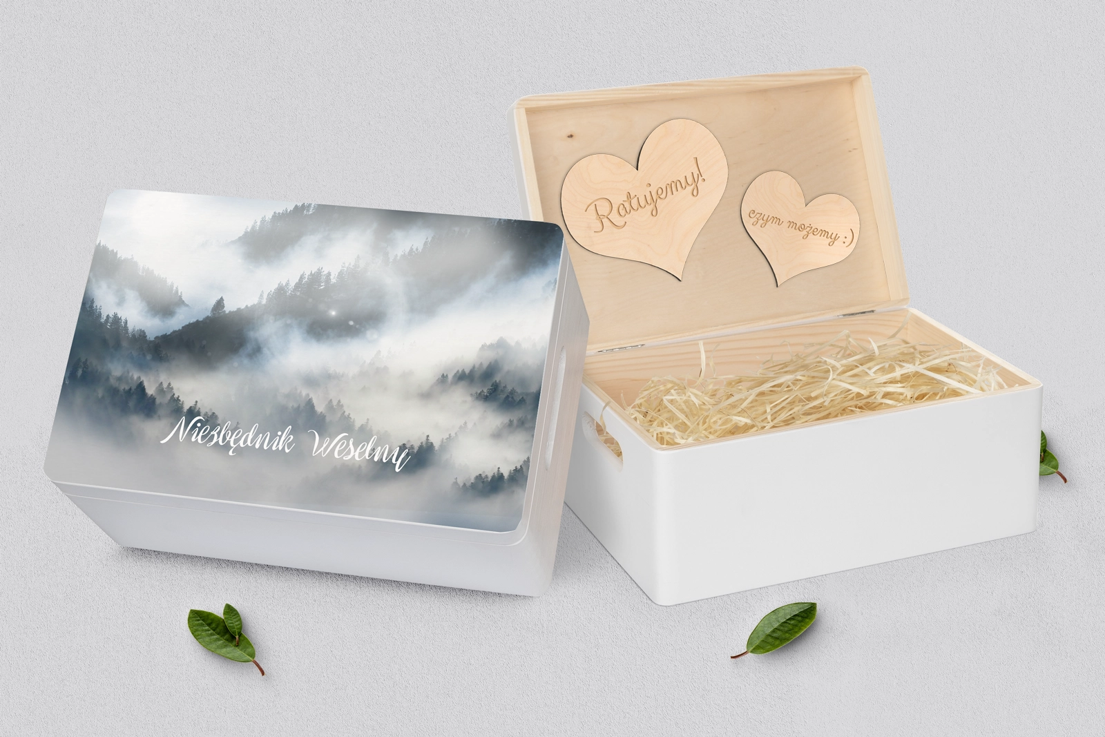 Koszyczek ratunkowy weselny biały - Forest - Motyw 5