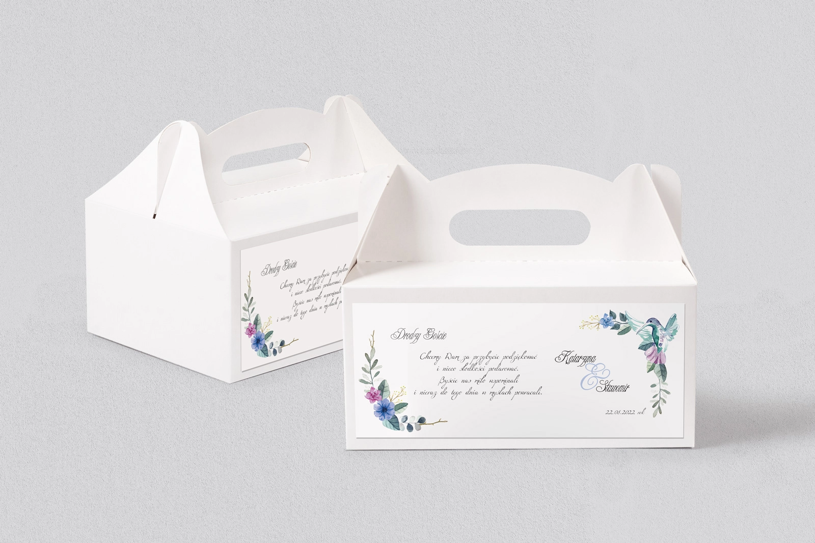 Pudełko na ciasto weselne Akwarelowe Wianki - Motyw 8