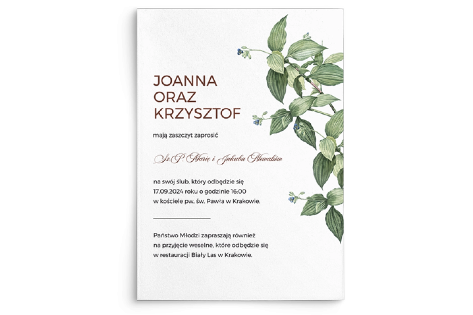 Zaproszenia ślubne Meadow - Motyw 1