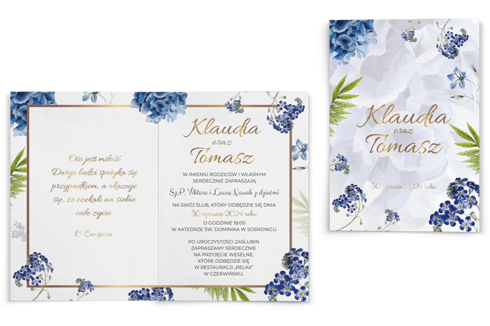 Zaproszenia ślubne Dream - Składane Motyw 4