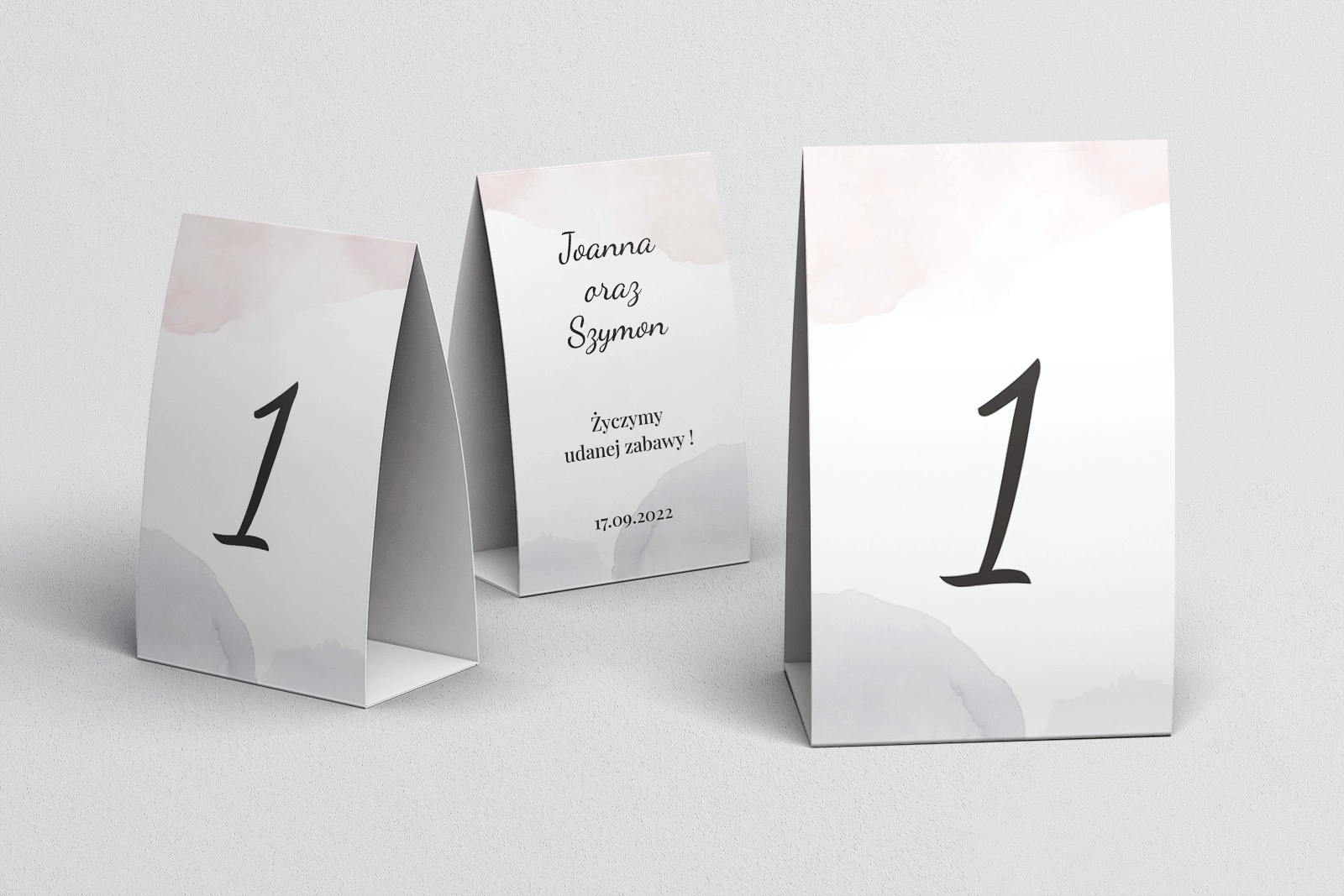 Numerki na stół Watercolor Wedding Motyw 2