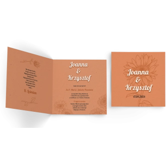 Zaproszenia ślubne Sunflowers - Składane Kwadrat Motyw 2