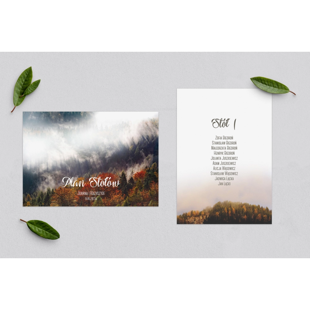 Plan Stołów - Karteczka Forest - Motyw 3