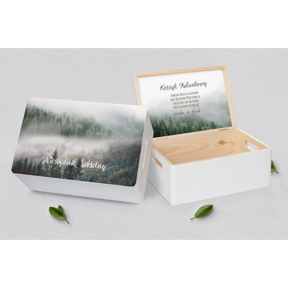 Koszyczek ratunkowy weselny biały - Forest - Motyw 2