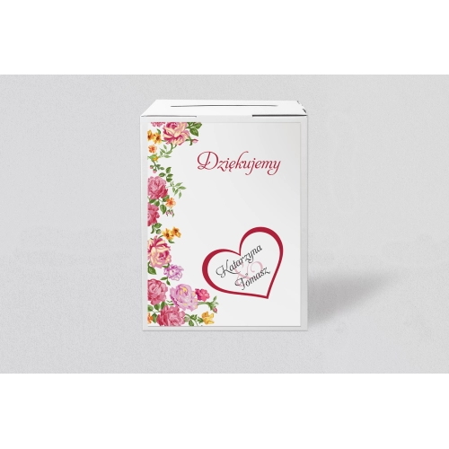 Pudełko na koperty i pieniądze Serca Kwiat Motyw 6