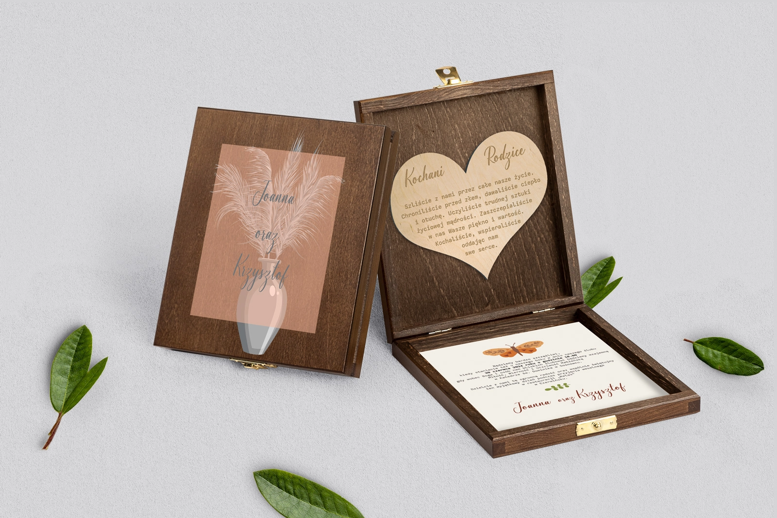 Zaproszenie dla Rodziców - brązowe Butterflies - Motyw 4