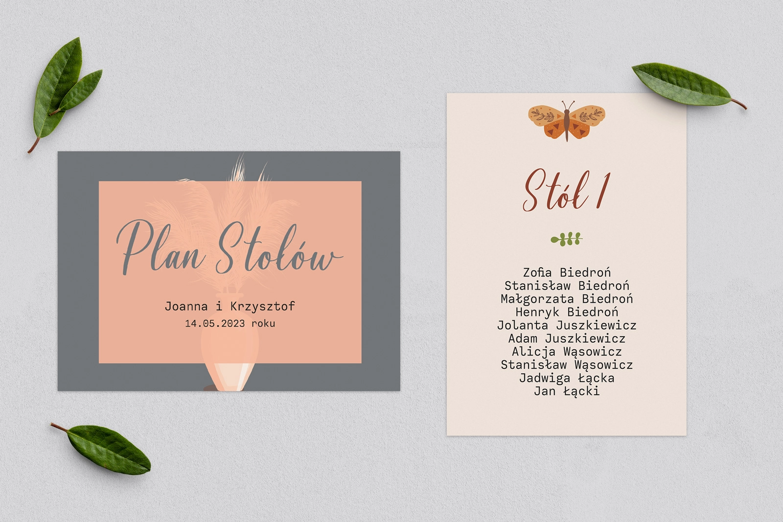 Plan Stołów - Karteczka Butterflies - Motyw 4