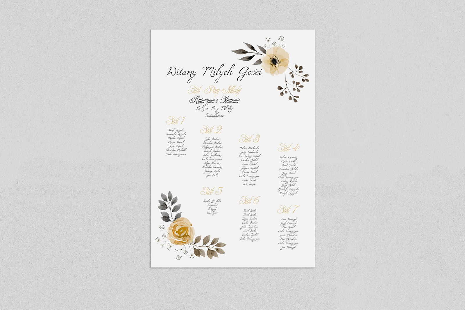 Plan stołów weselnych Akwarelowe Wianki - Motyw 4