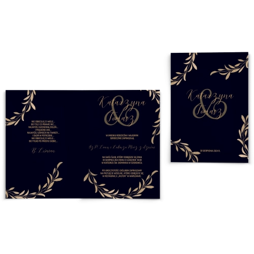 Zaproszenia ślubne Goldish - Składane Motyw3