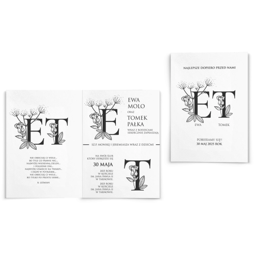 Zaproszenia ślubne Letters - Składane Motyw 2