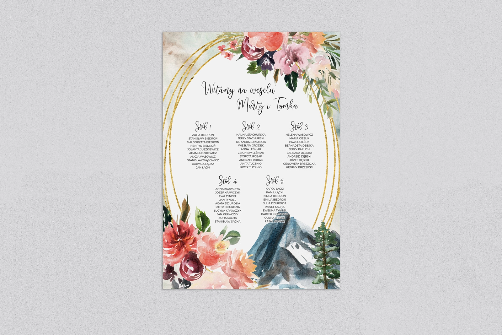 Plan stołów weselnych Spring Love Motyw 6