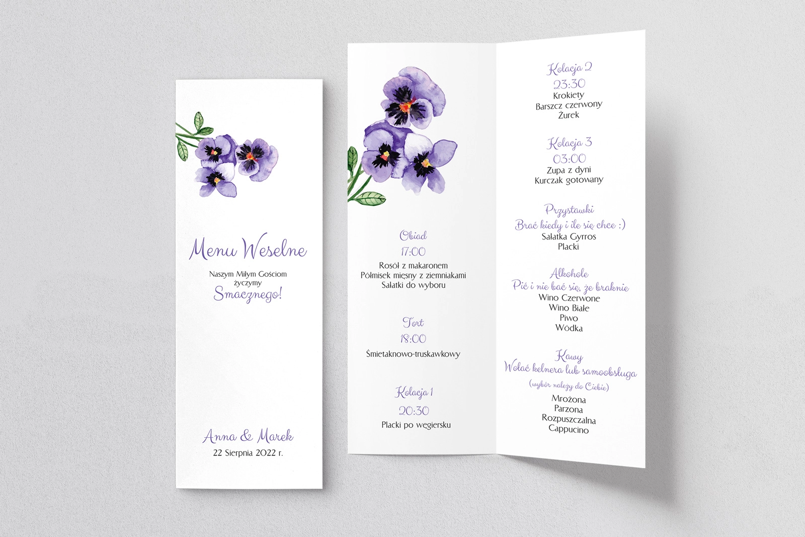 Menu Weselne Sweet Love - Motyw 3