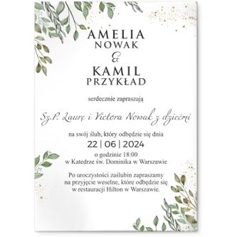Zaproszenia ślubne Leaves- Akrylowe Motyw 3