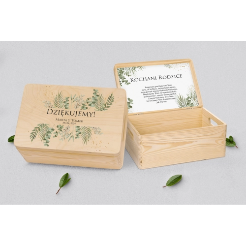 Skrzyneczka dla Rodziców - naturalna Leaves Motyw 2