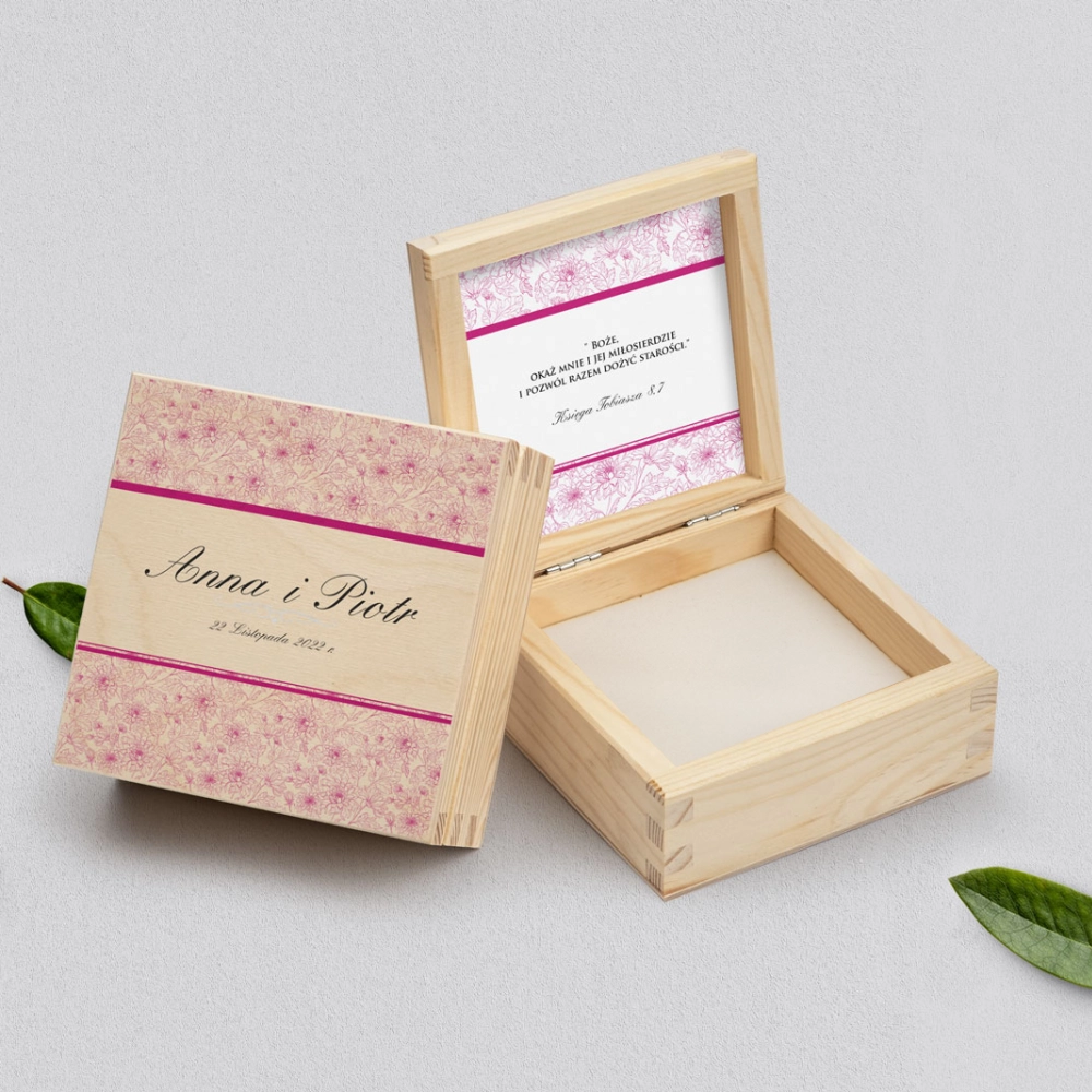 Pudełko na obrączki naturalne - Ornaments Motyw 10