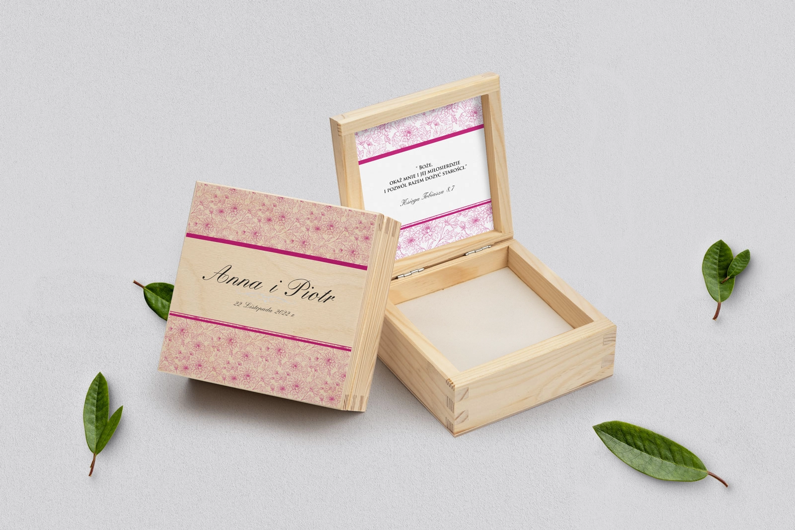 Pudełko na obrączki naturalne - Ornaments Motyw 10