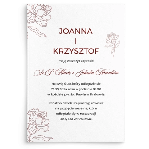 Zaproszenia ślubne Burgundy - Motyw 2