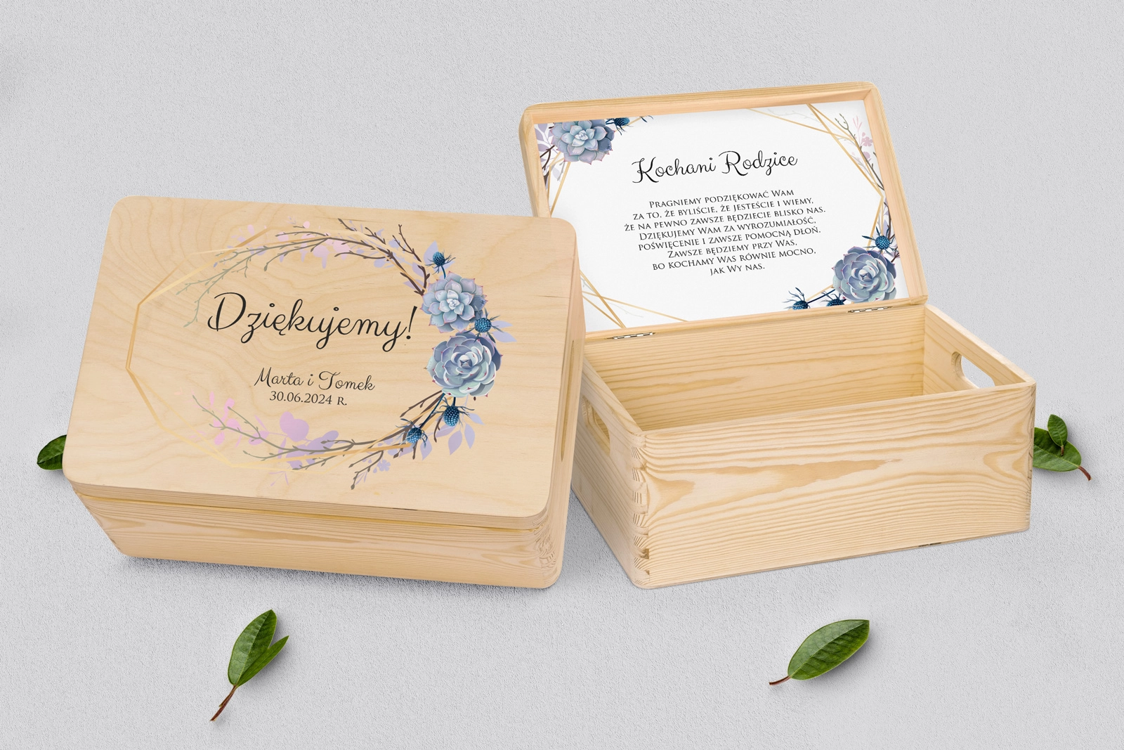 Skrzyneczka dla Rodziców - naturalna Flowers & Frame Motyw 6