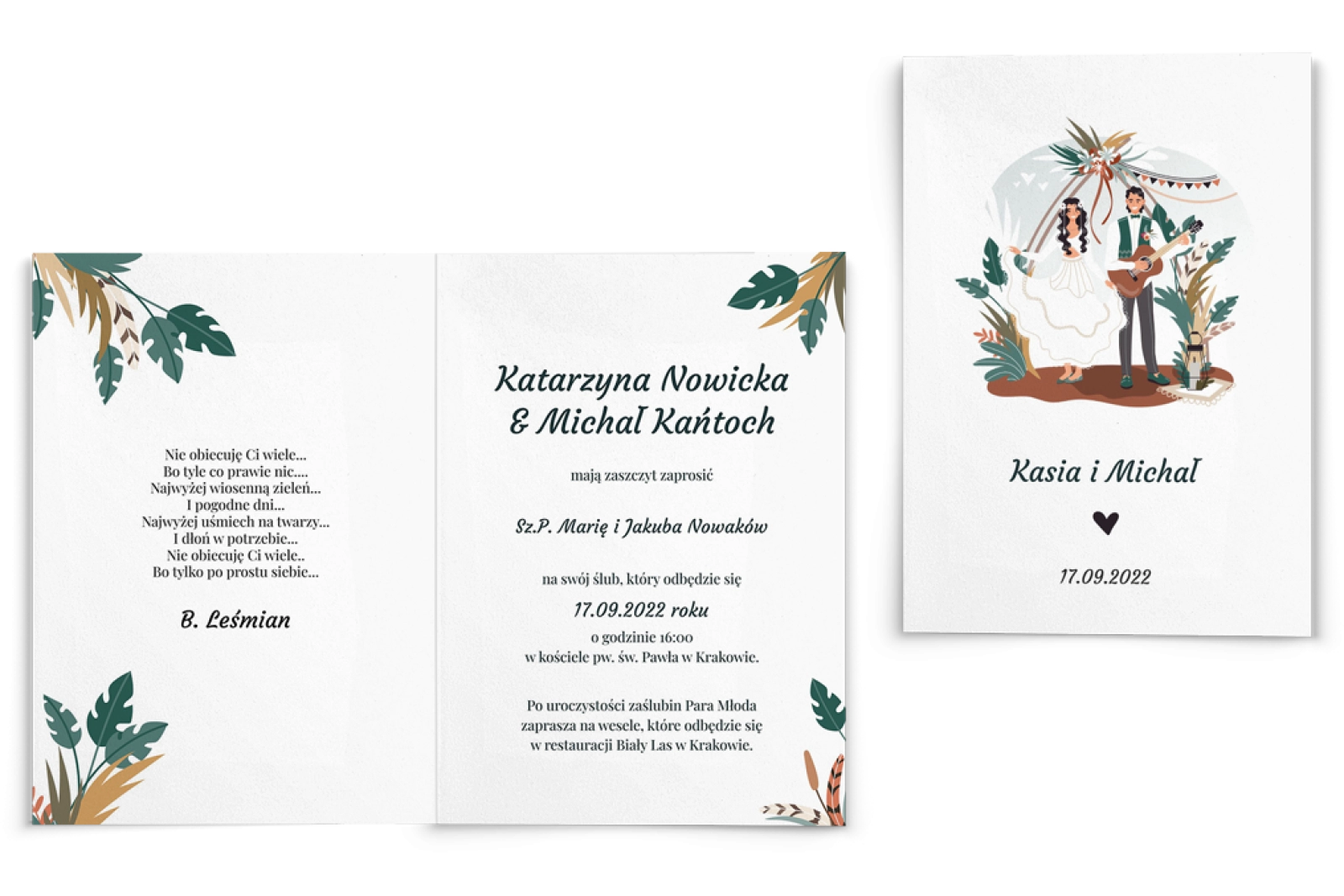 Zaproszenia ślubne Boho wedding - Składane motyw 3