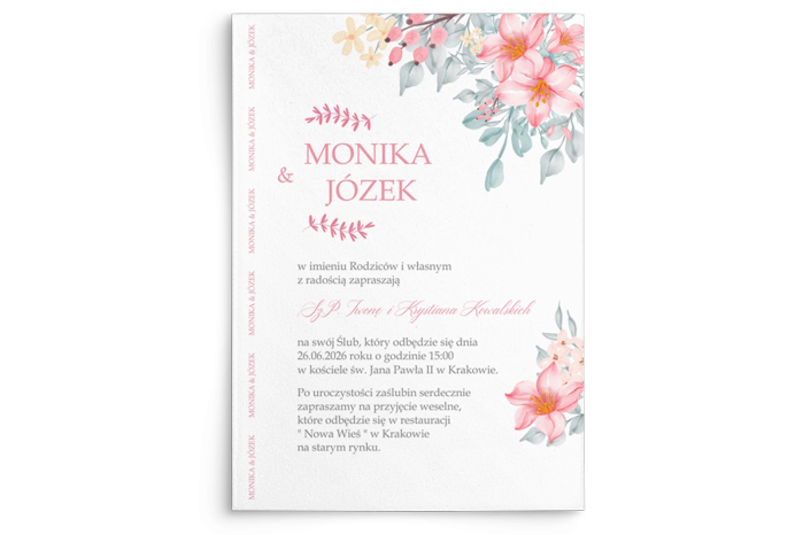 Zaproszenia ślubne Name - Motyw 3