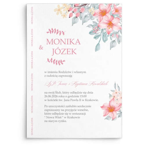 Zaproszenia ślubne Name - Motyw 3