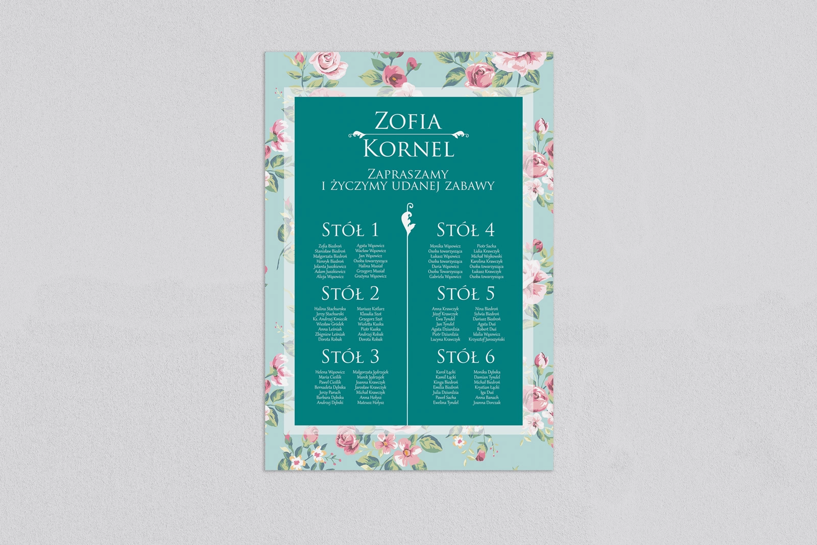 Plan stołów weselnych Kwiatowe Pole Motyw 1