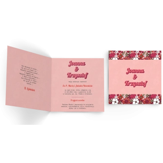 Zaproszenia ślubne Retro Style - Składane Kwadrat Motyw 2