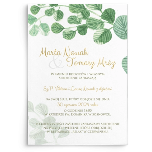 Zaproszenia ślubne Liście - Motyw 5