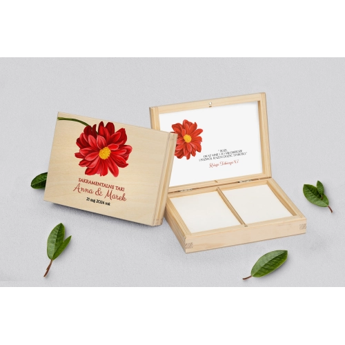 Pudełko na obrączki prostokątne naturalne - Sweet Love Motyw 5