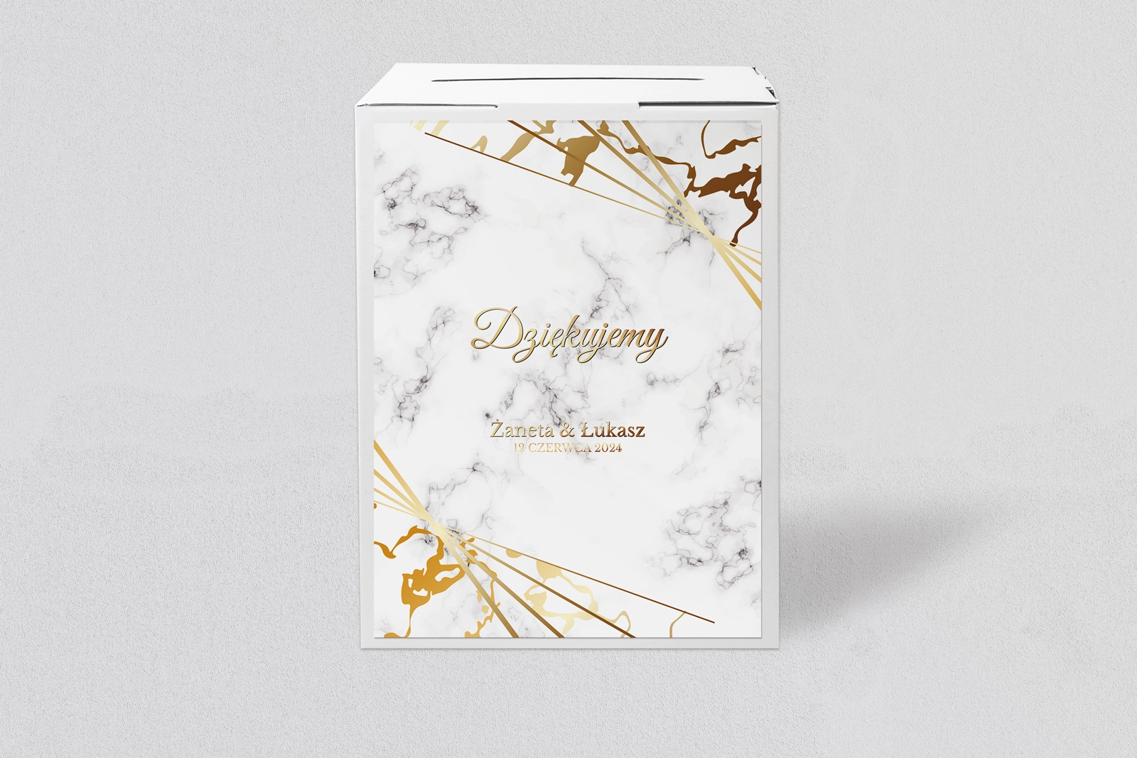 Pudełko na koperty i pieniądze Marmur & Złoto Motyw 4