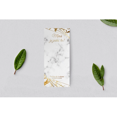 Podziękowanie Merci - Karteczka Marmur & Złoto - Motyw 4