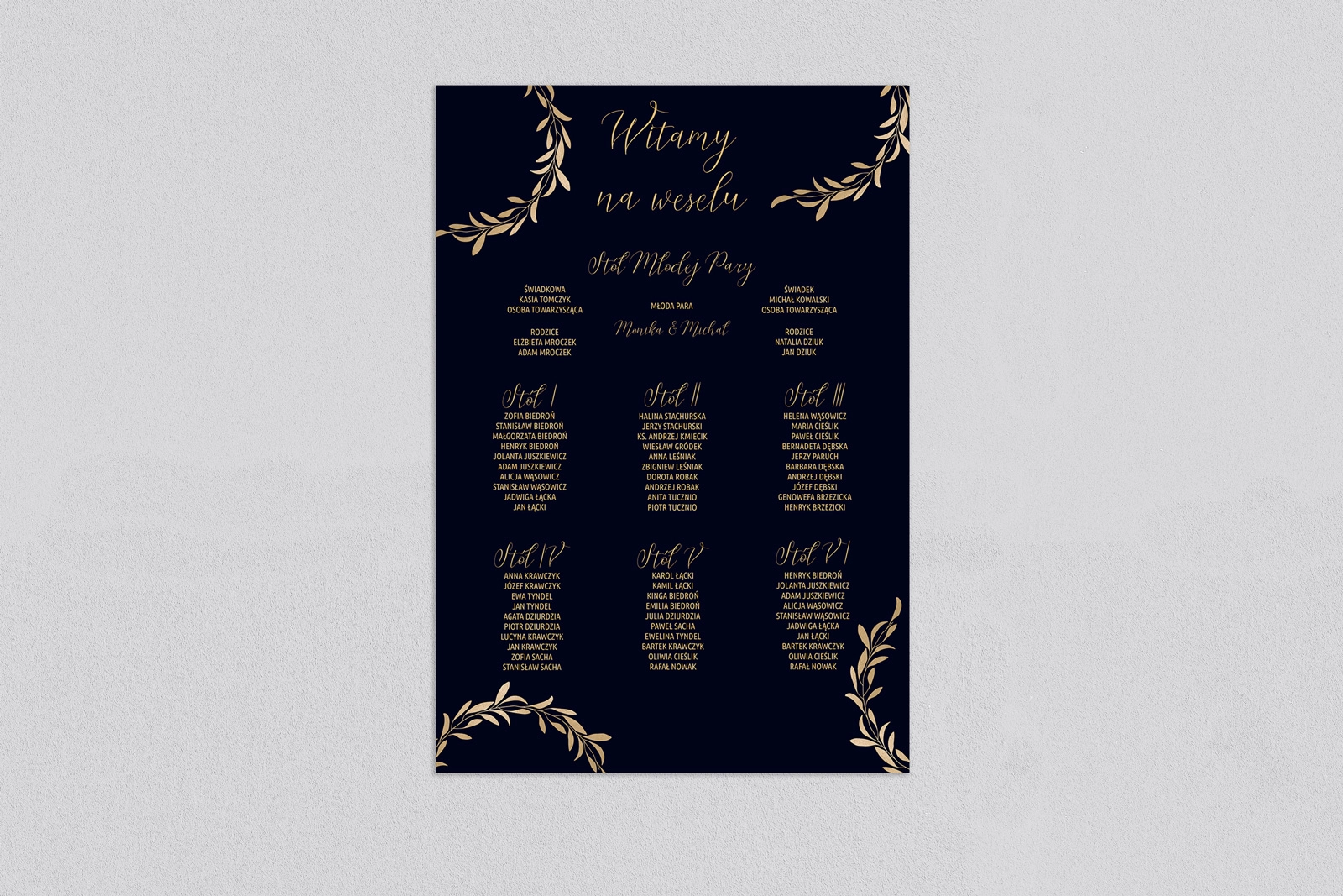 Plan stołów weselnych Goldish - Motyw 3