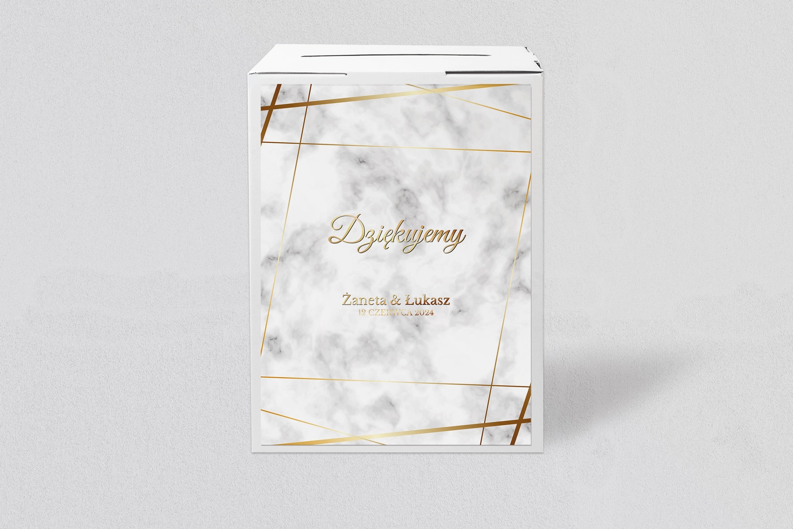Pudełko na koperty i pieniądze Marmur & Złoto Motyw 2