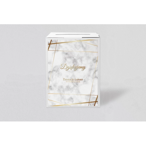Pudełko na koperty i pieniądze Marmur & Złoto Motyw 2