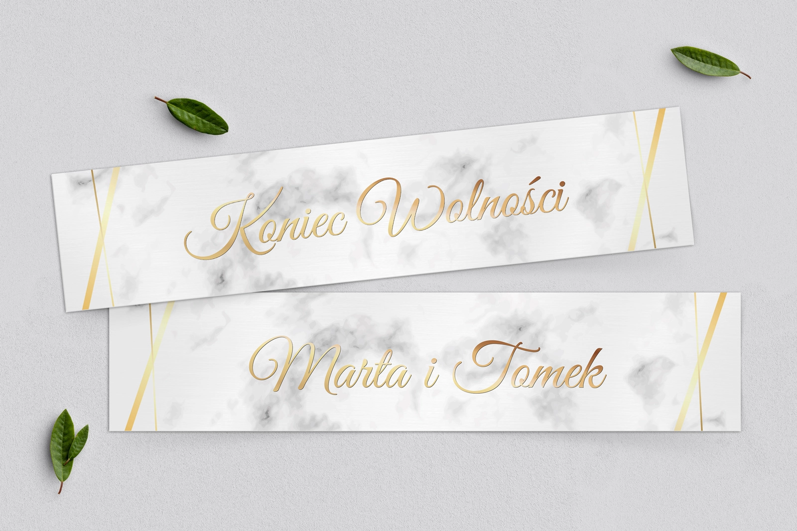 Tablice Rejestracyjne 2 szt. - Marmur i Złoto Motyw 2